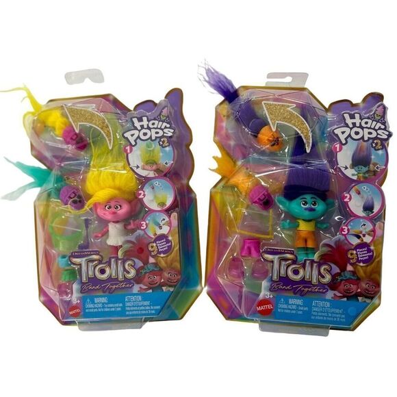 Dreamworks Trolls Band Together Figure & Hair Pops Complete Set of 2 Dolls - Picture 1 of 9